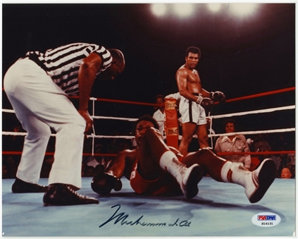 Muhammad Ali Autographed 8x10 Photograph of Ali Standing over Foreman (PSA/DNA)